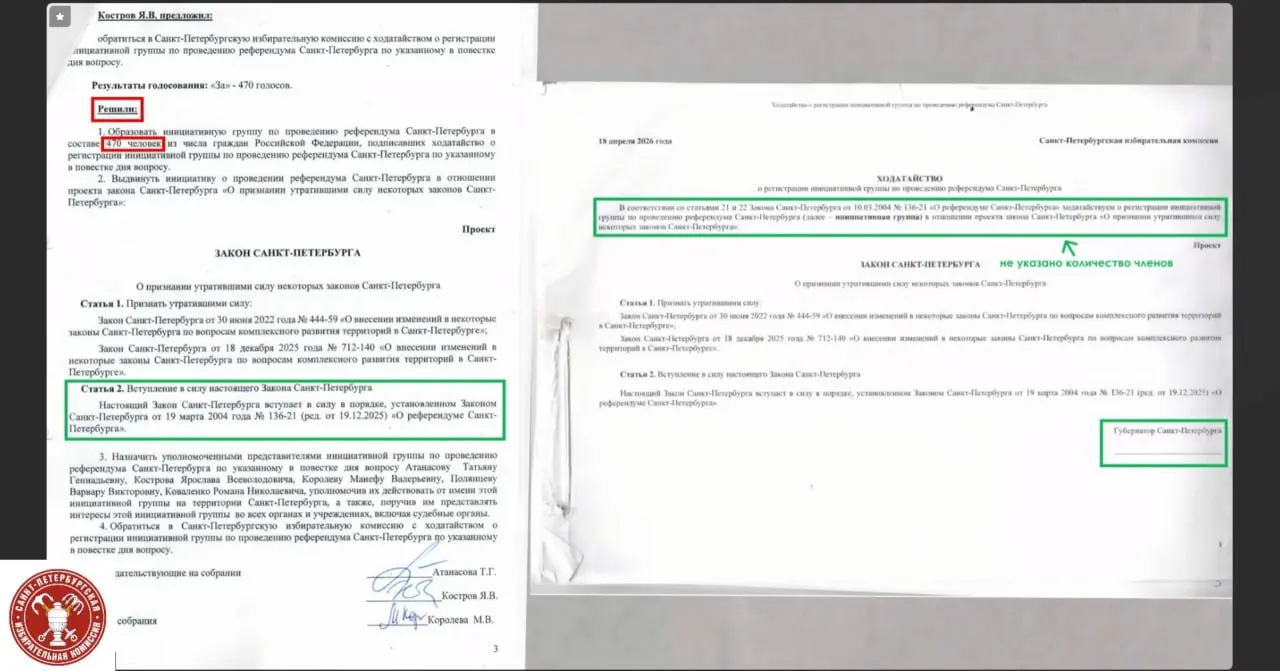 Член Горизбиркома перечислил формальные недостатки в оформлении, которые послужили основанием для отказа в регистрации инициативной группы, собравшей 470 человек для референдума по закону о комплексном развитии территорий.