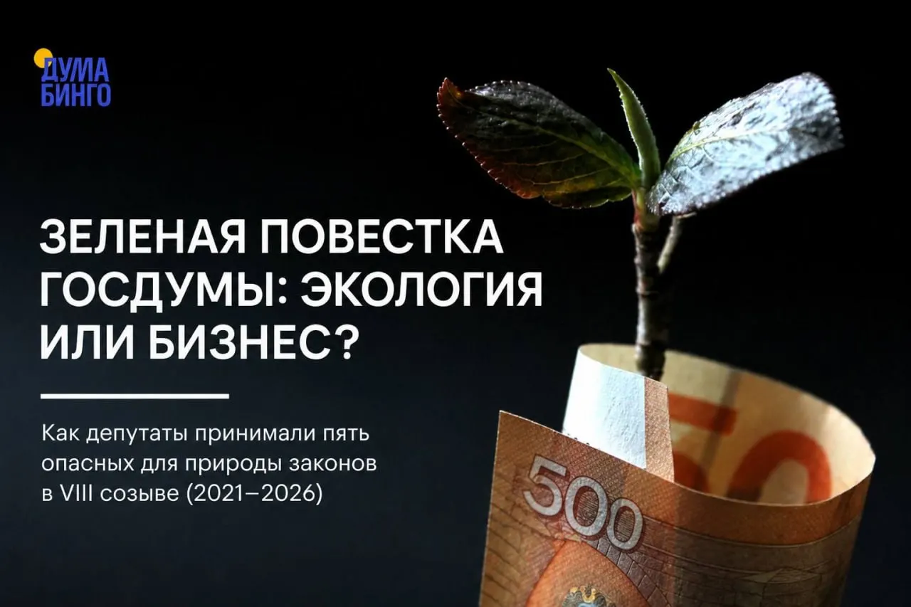 За последние годы в Госдуме прошёл ряд инициатив, которые критики считают ослабляющими охрану природы: от ограничений общественной экспертизы до изменения границ заповедников и правил добычи редких видов. Решения чаще всего принимают большинством «Единой России», хотя иногда возникают дискуссии и редкие голоса «против».